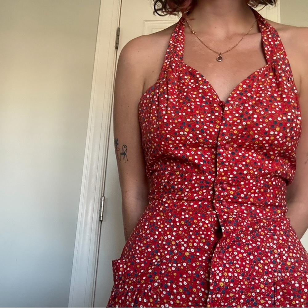 Vintage halter midi floral dress